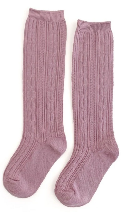 Infant Cable Knit Knee Highs - Dove