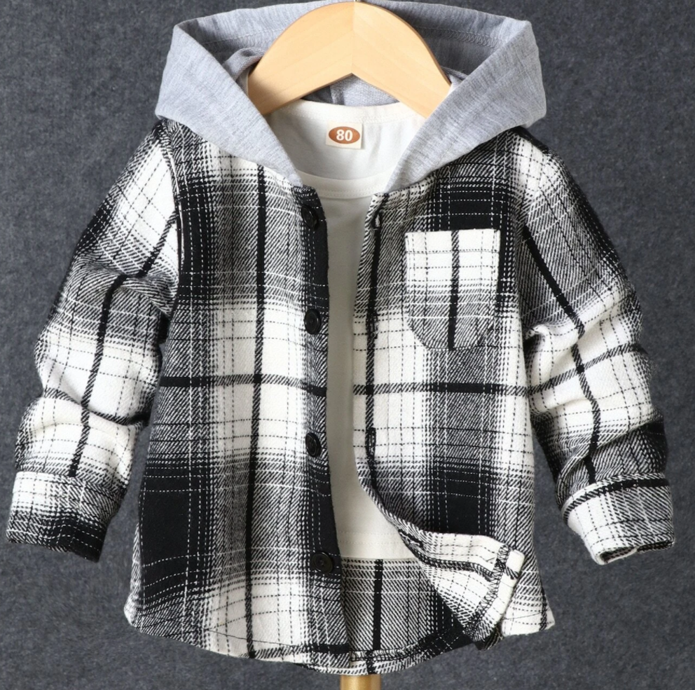 Plaid Hoodie Shacket