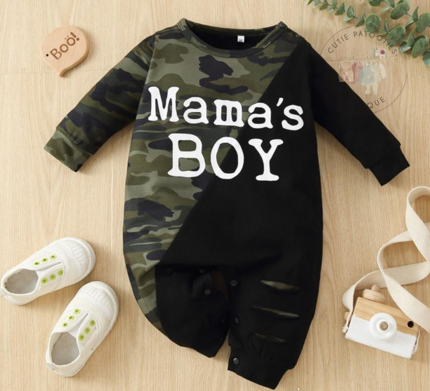 Camo Mama's Boy Romper