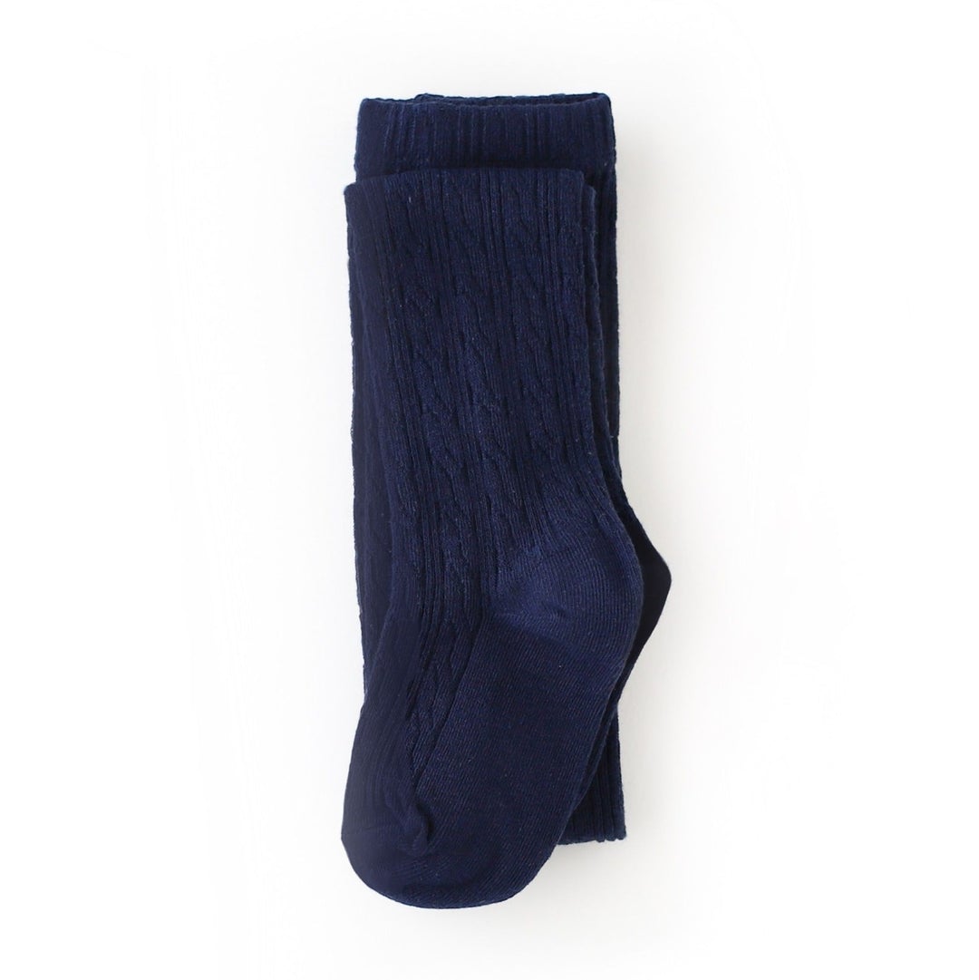 Cable Knit Knee High Socks -Navy