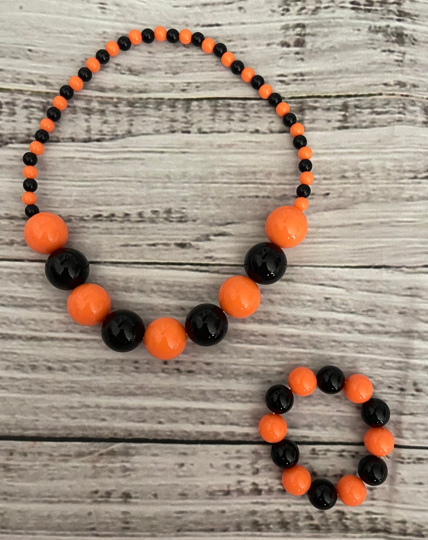 Orange/ Black Necklace & Bracelet Set