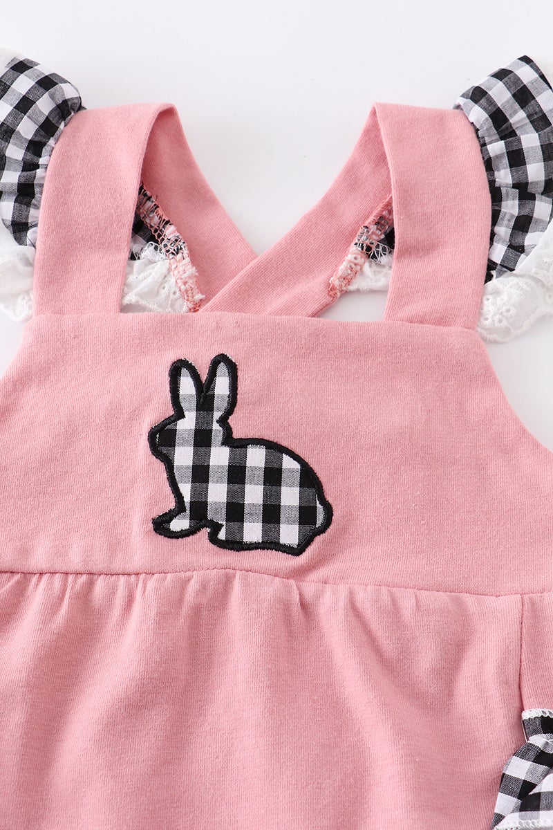 Pink Bunny Gingham Romper