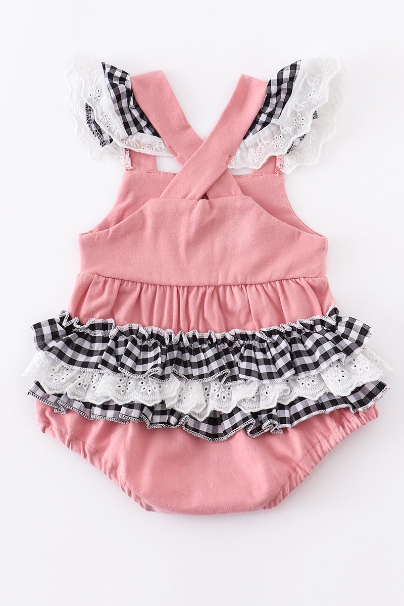 Pink Bunny Gingham Romper