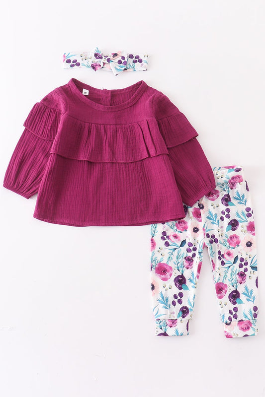 Plum Floral 3pc Set