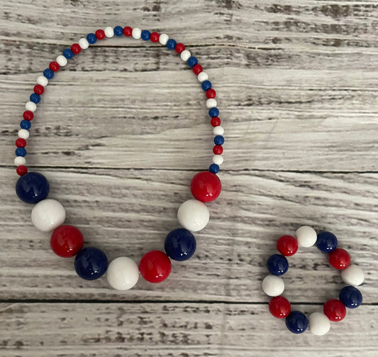 4th of July Necklace & Bracelet set