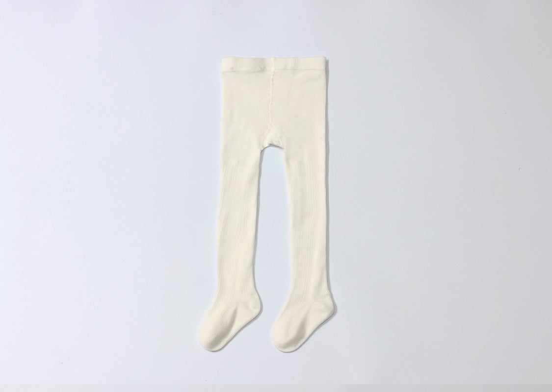 Cream Ribbed Knit Tights