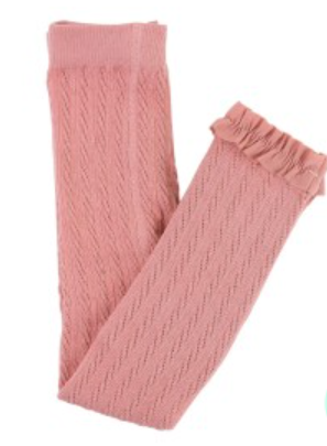 Footless Ruffle Tights-Dusty Rose