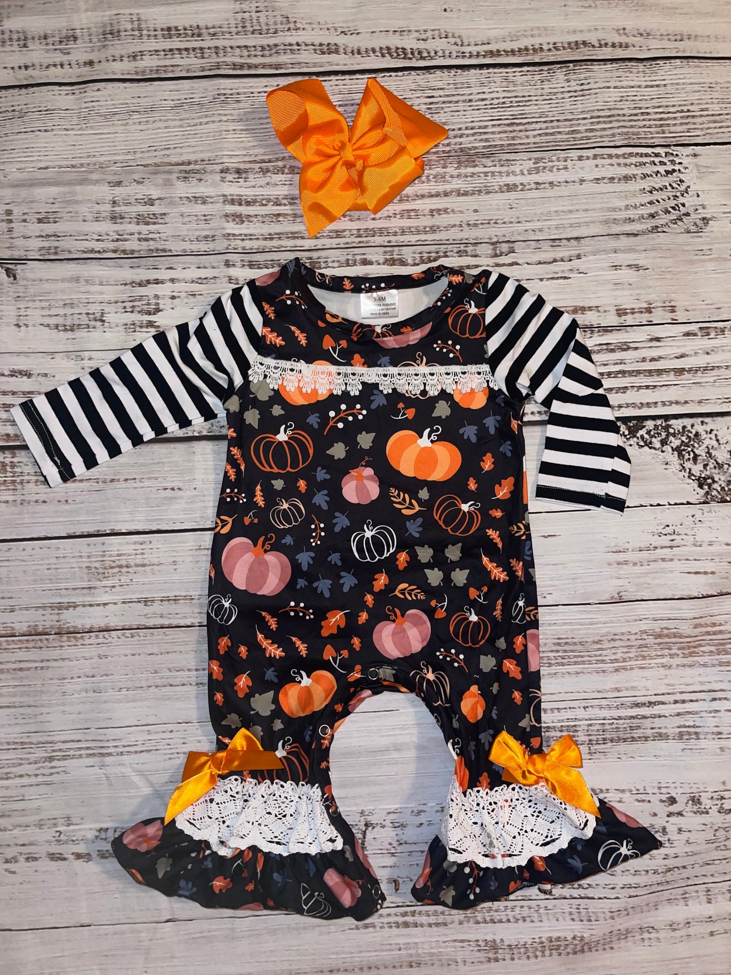 Pumpkin Lace Romper